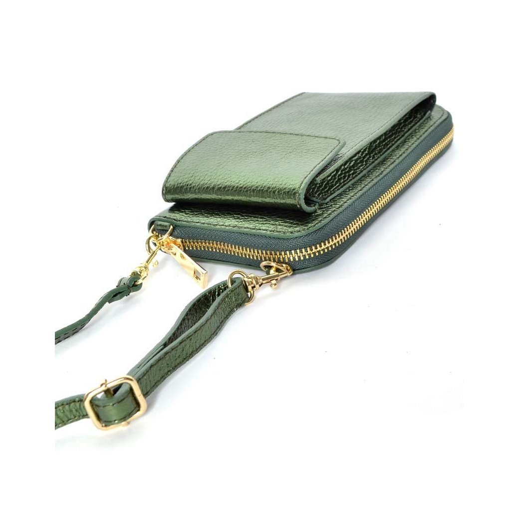 Lederen portemonnee / telefoontasje Metallic | 9000701