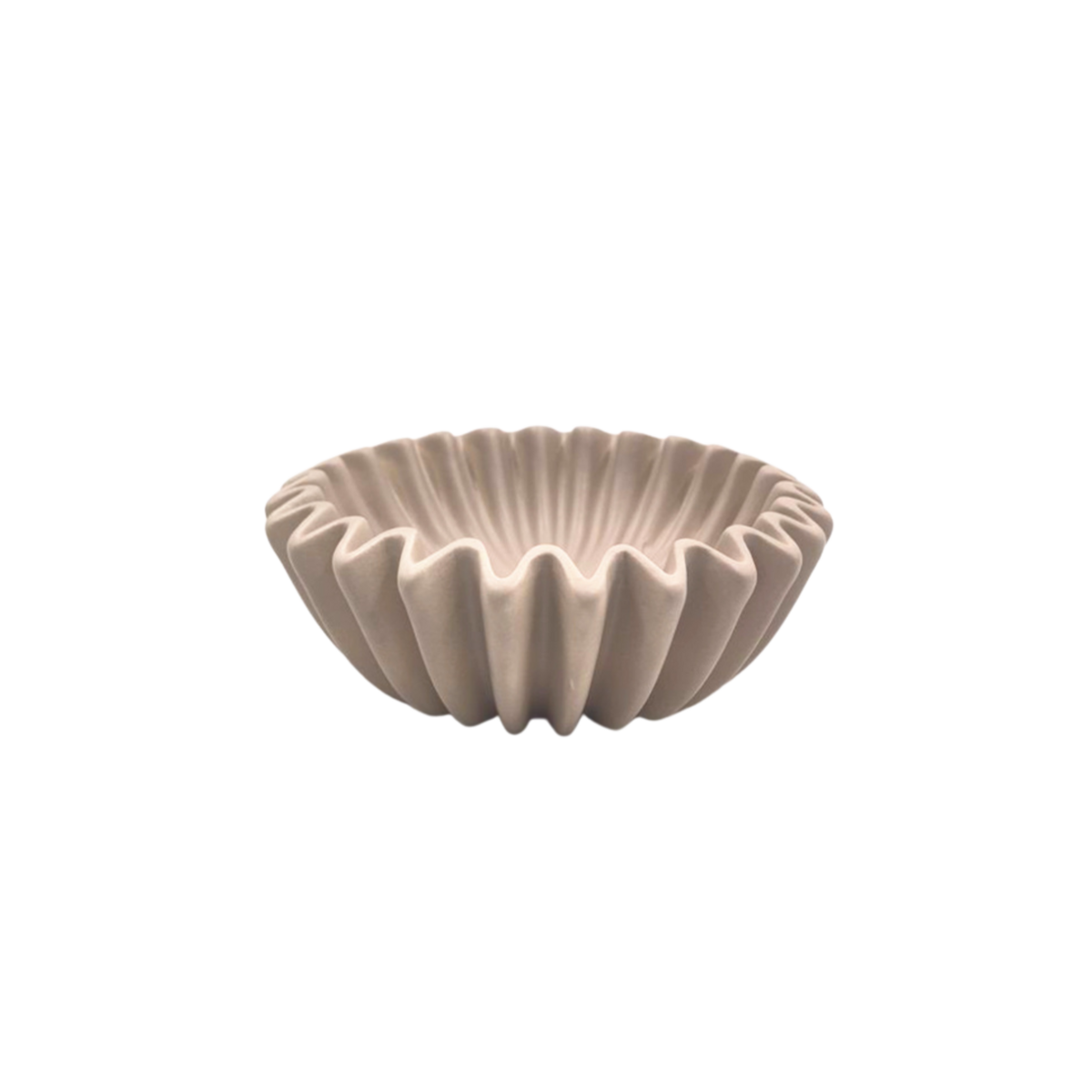 Geplooide Keramische Kom – Taupe (29,5 x 29,5 x 9 cm) ☕