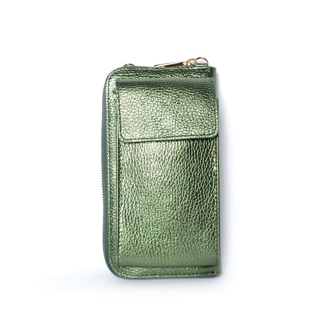 Lederen portemonnee / telefoontasje Metallic | 9000701