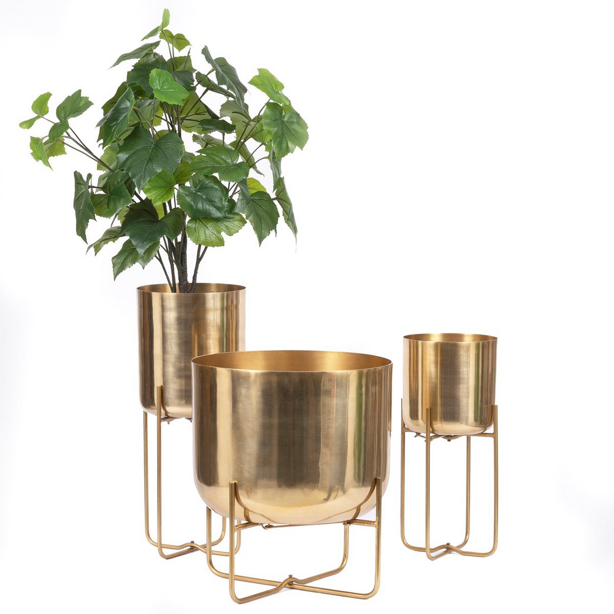 De koperplanter op stand - messing - l