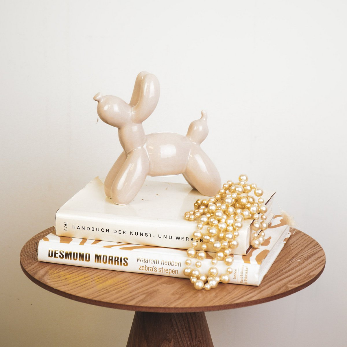 Ornament – Spaarpot Ballonhond Keramiek | Zandkleur | 17 x 7 x 17 cm🐶