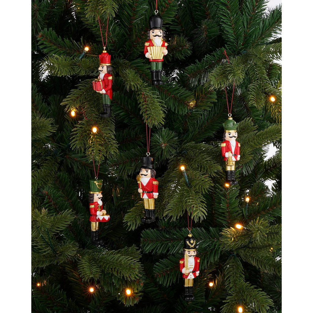 Kerstornament Notenkraker – Set van 6 – L4 x B2 x H11 cm – Rood