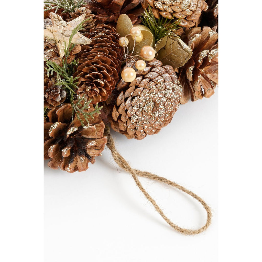 Brant Kerstkrans met Dennenappels - H9 x Ø45 cm - Bruin