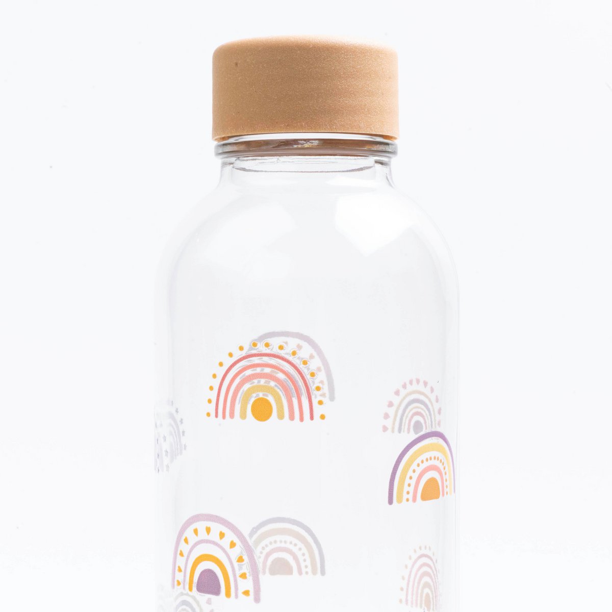 BOHO RAINBOW glazen drinkfles 0,7L – duurzame waterfles met boho charme