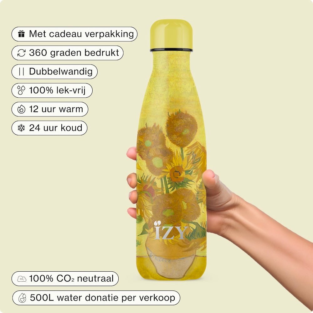 IZY Thermosfles 500 ml – Sunflowers Van Gogh, roestvrij staal
