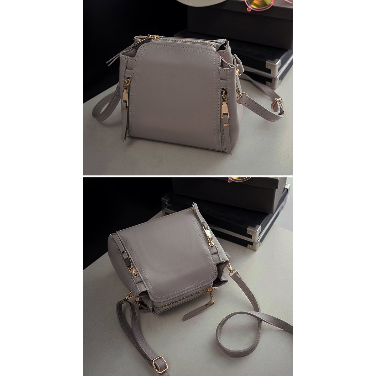 AnBeck Kleine Kubus Handtas – Lichtgrijs & Elegant Compact Design