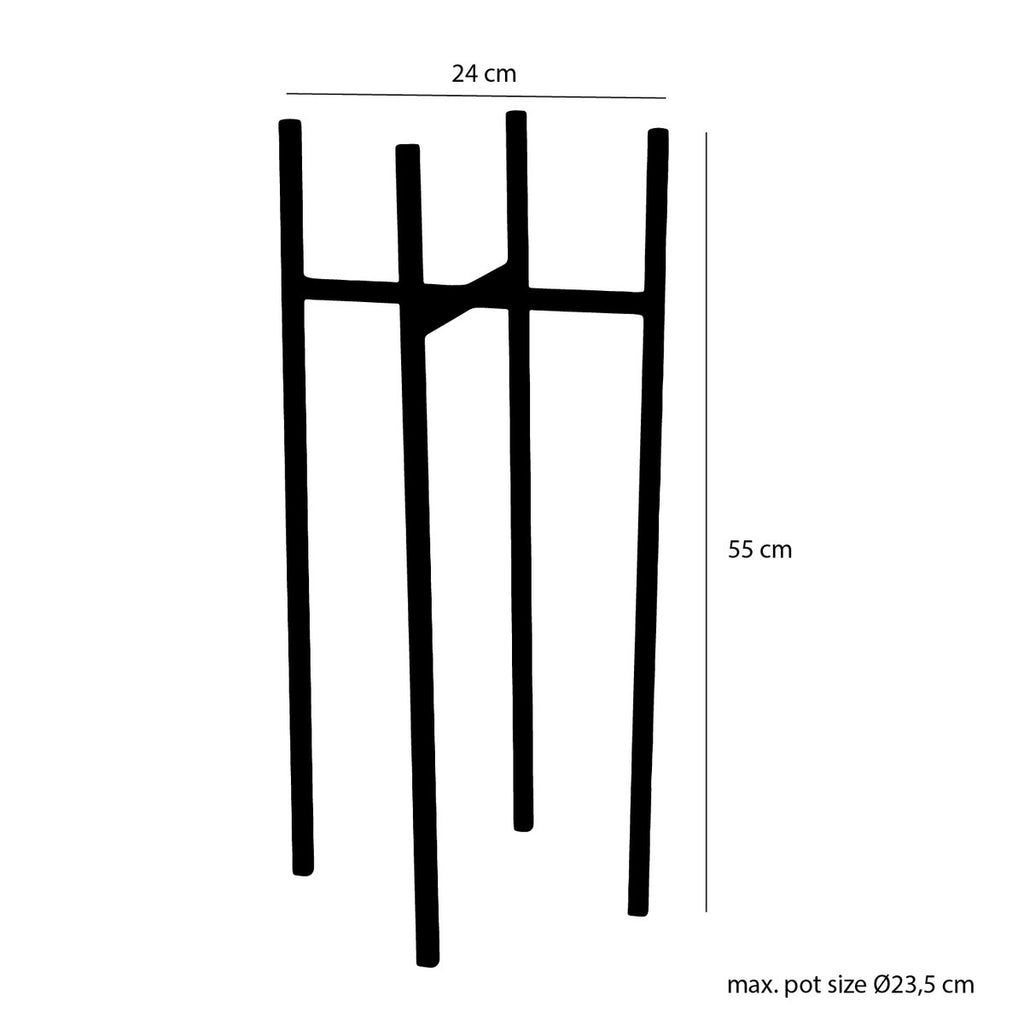 Ascot Plantenstandaard – L24 x B24 x H55 cm – Metaal – Zwart