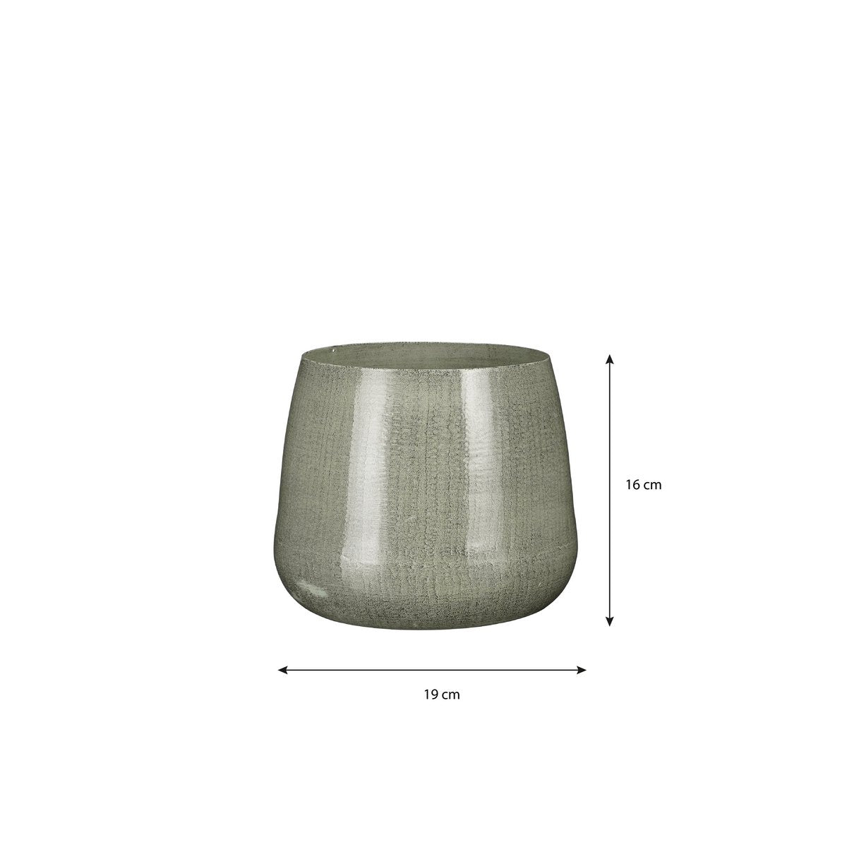 Benson Bloempot - H16 x Ø19 cm - Metaal - Lichtgrijs