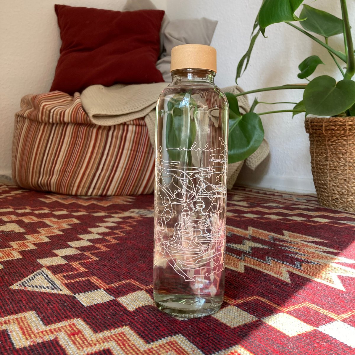 Breath In & Out Glazen Fles, 0,7 liter