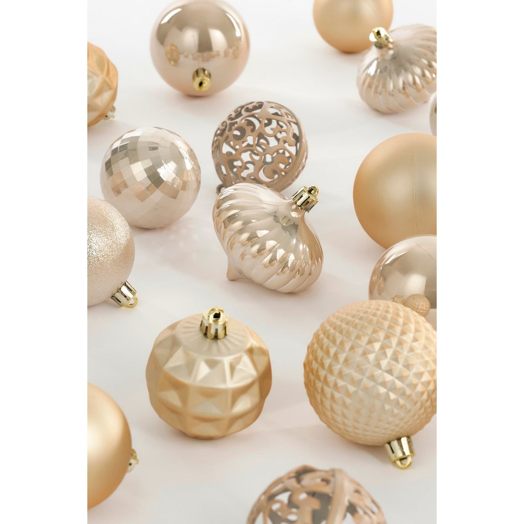 Kerstballen set – 60 stuks – Ø7 cm – onbreekbaar crème | Mica Decorations