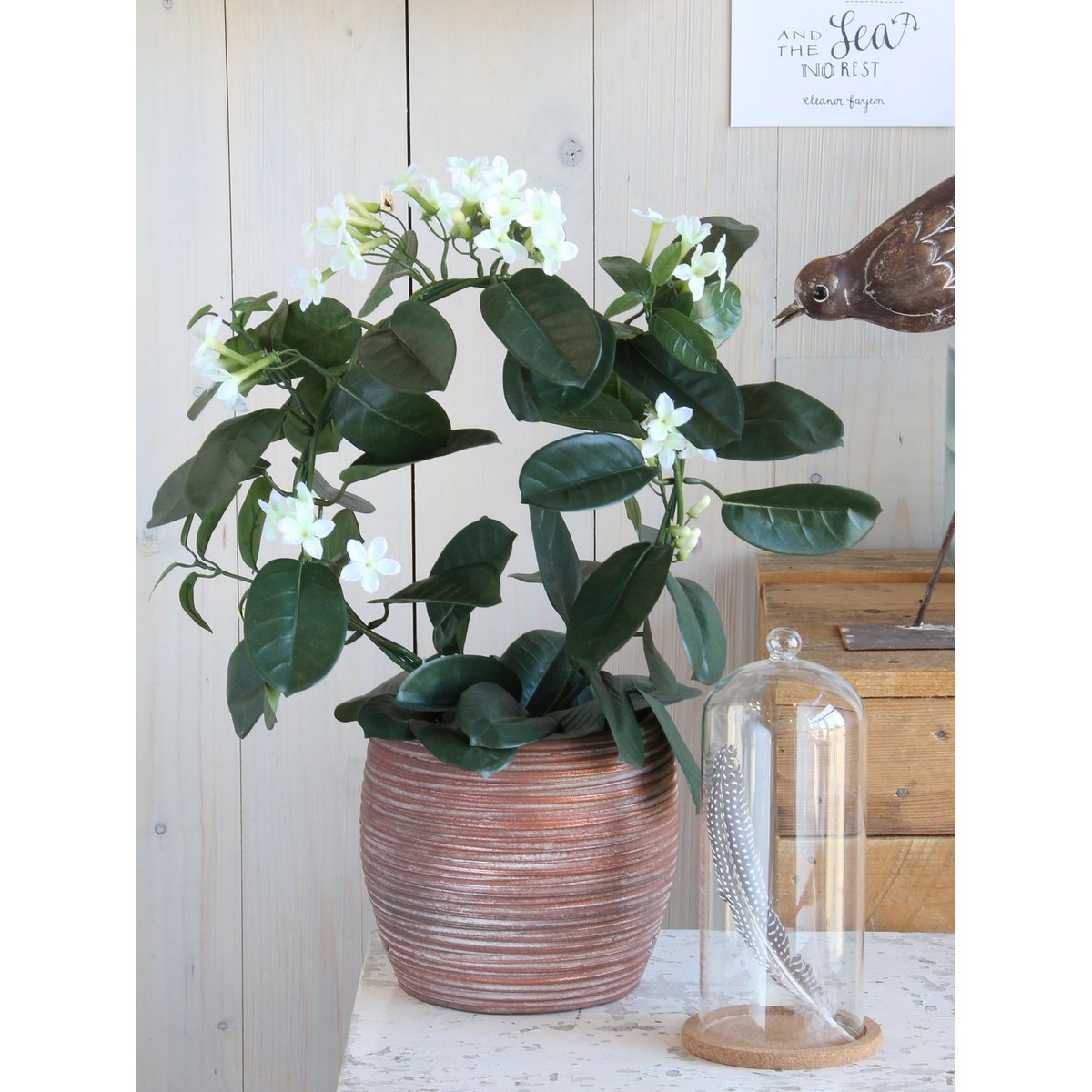 Stephanotis Kunstplant in Bloempot Stan – H50 x Ø40 cm – Wit