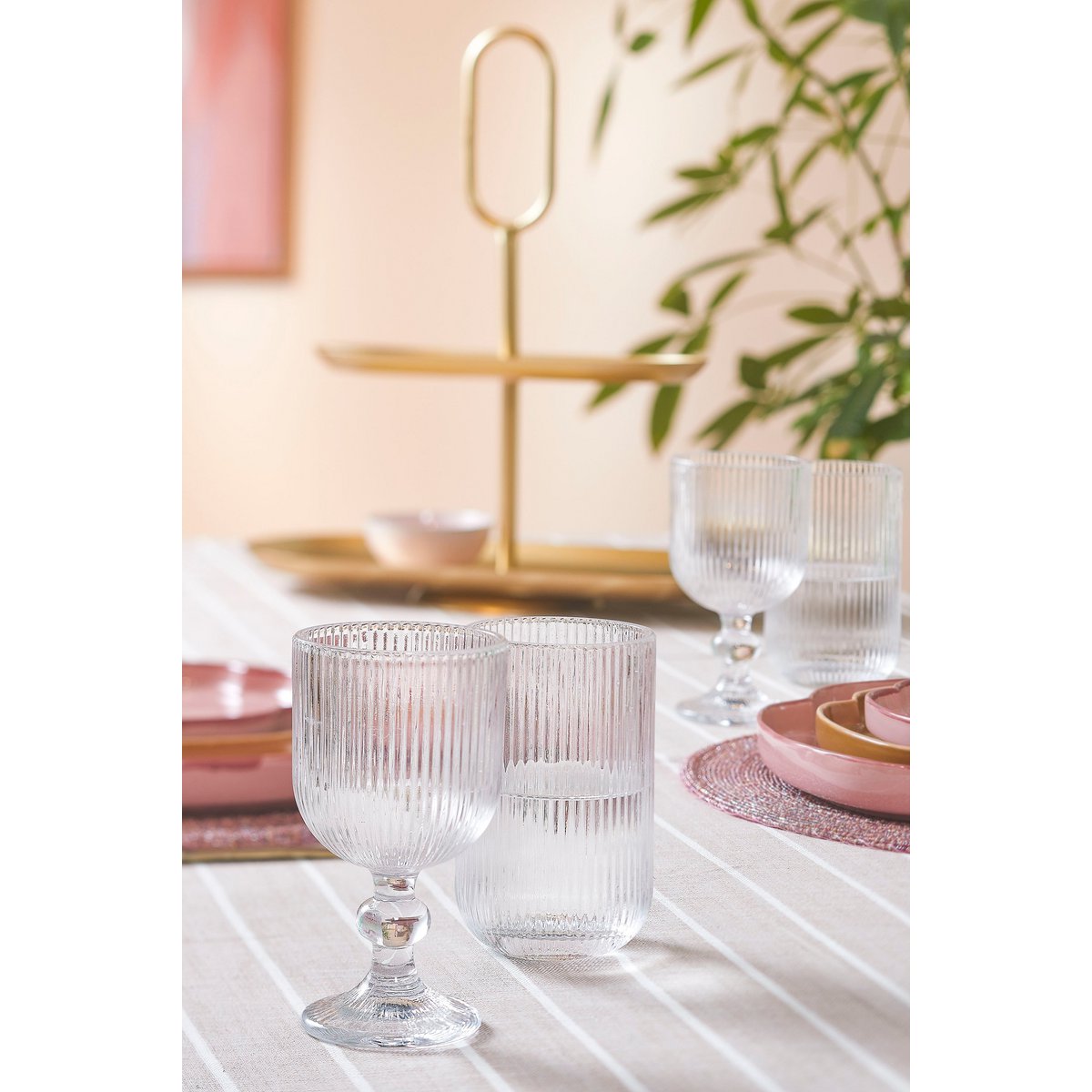 Merlot Wijnglas – 250 ml – Geribbeld Glas – Transparant