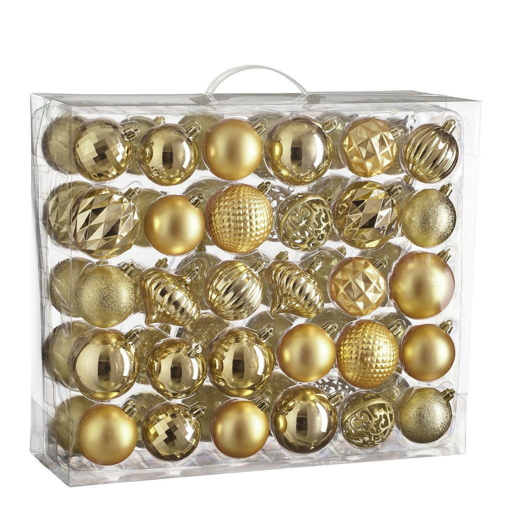 Kerstballen Set – 60 Stuks – Ø7 cm – Onbreekbaar – Goud