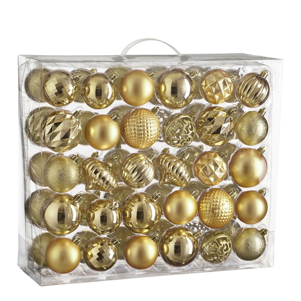 Kerstballen Set – 60 Stuks – Ø7 cm – Onbreekbaar – Goud