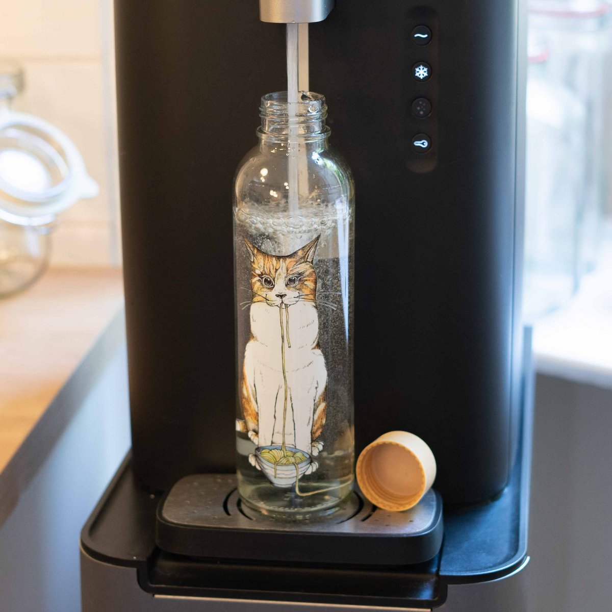 Ramen Kat Glazen Fles, 0,7 liter