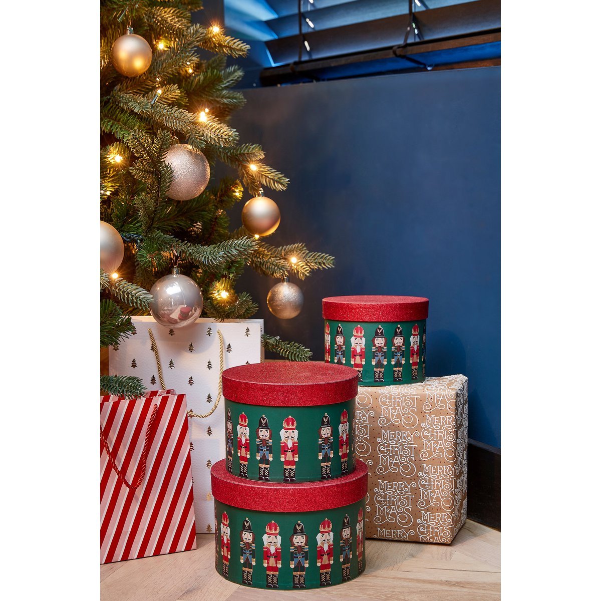 Opbergdoos Notenkraker – Set van 3 – H14 x Ø21 cm – Groen