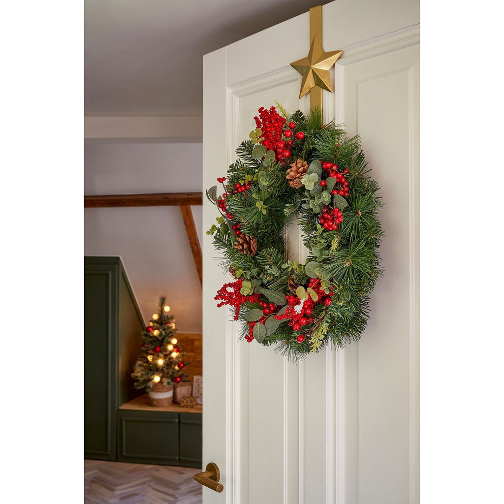 Harvey Kerstkrans met Dennenappels – H12 x Ø50 cm – Rood