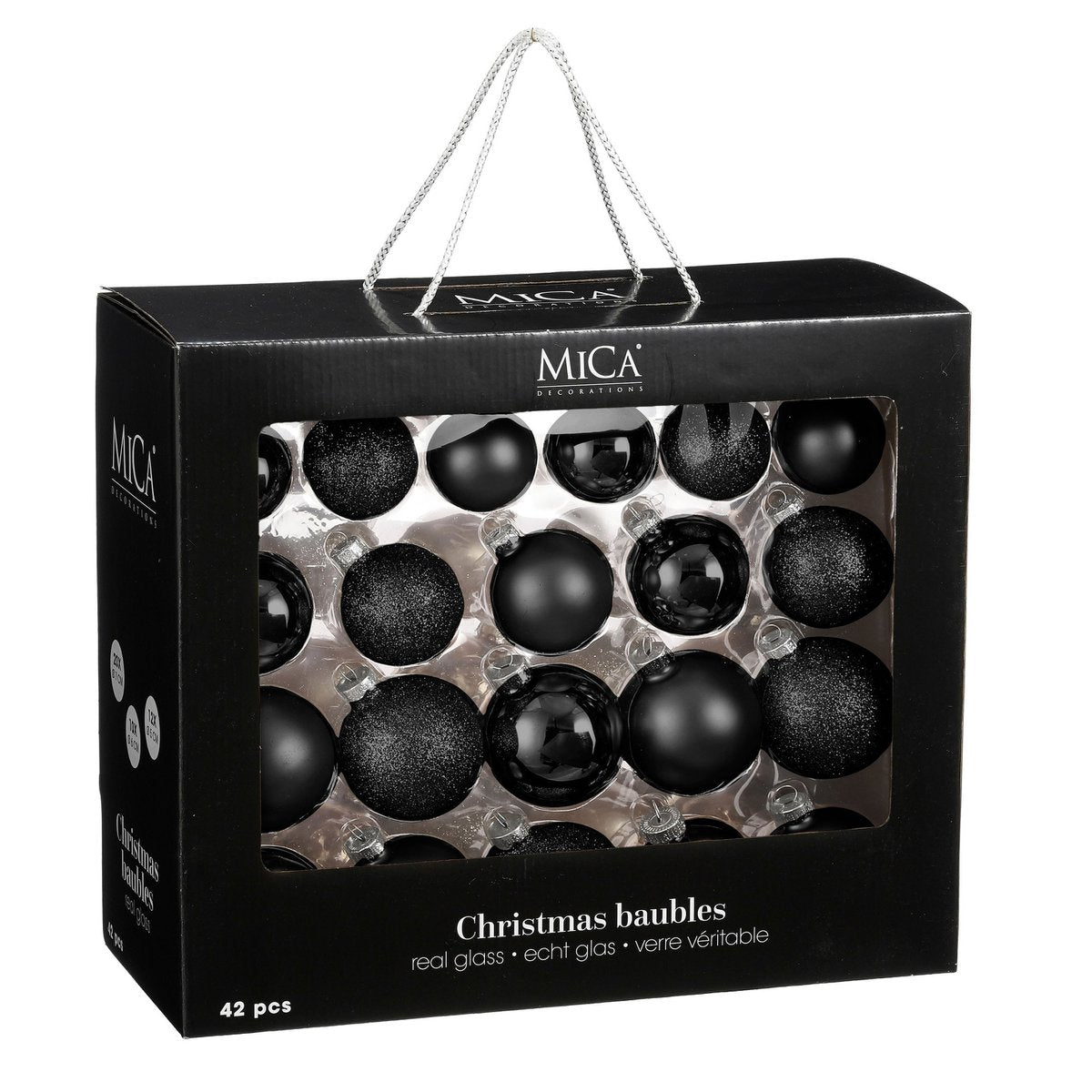 Kerstballen Set - 42 Stuks - Ø7 cm - Glas - Zwart