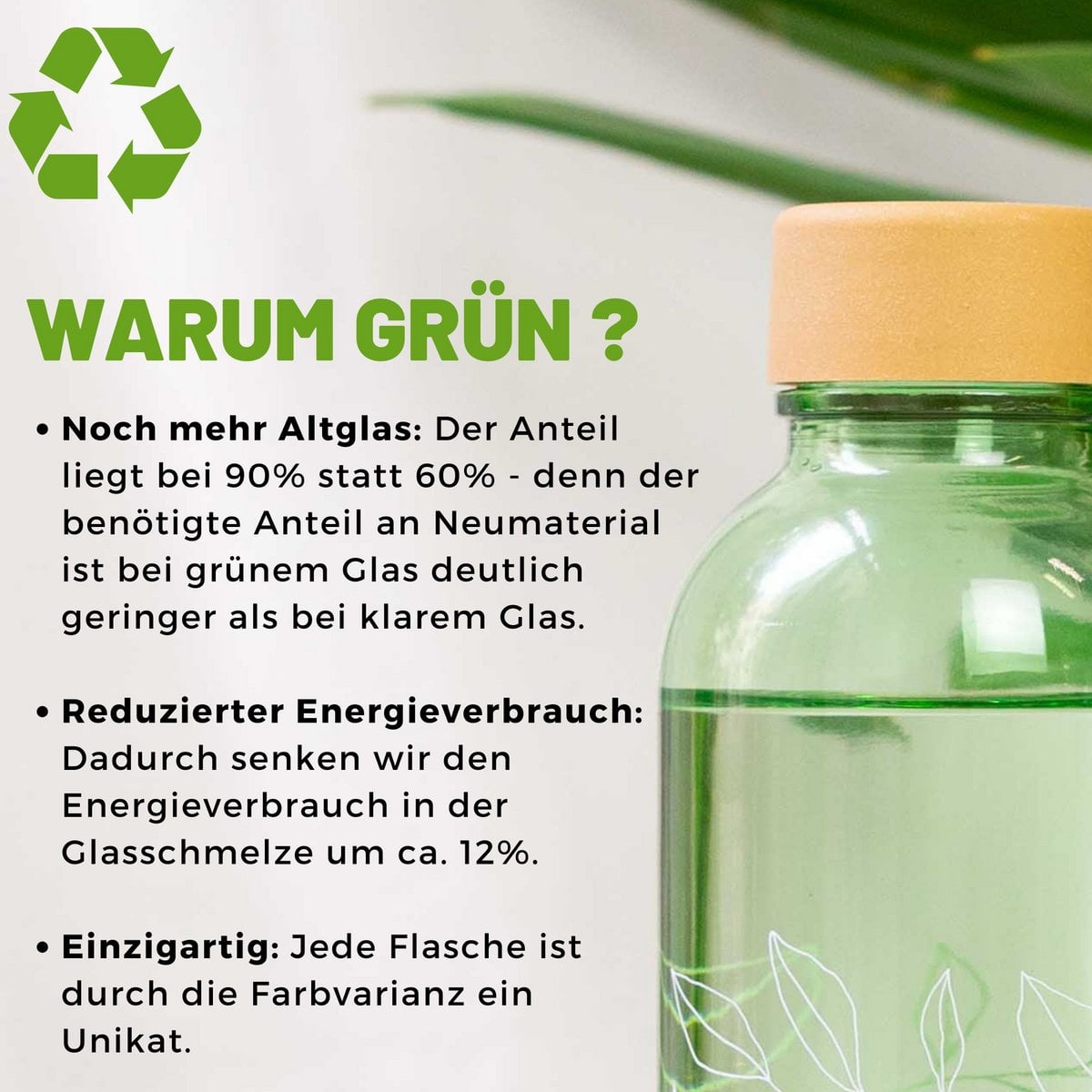 Green Harmony – glazen drinkfles 0,7 l