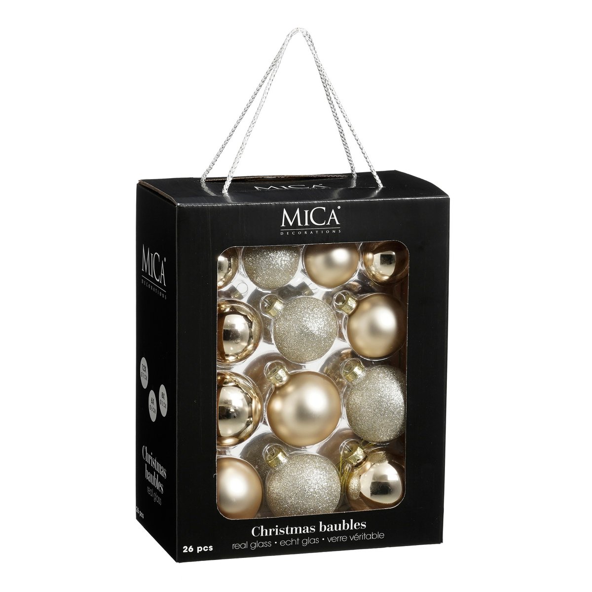 Kerstballen Set – 26 Stuks – Ø7 cm – Glas – Crème