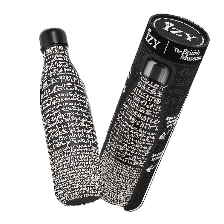 IZY Thermosfles 500 ml – Rosetta Stone, zwart roestvrij staal