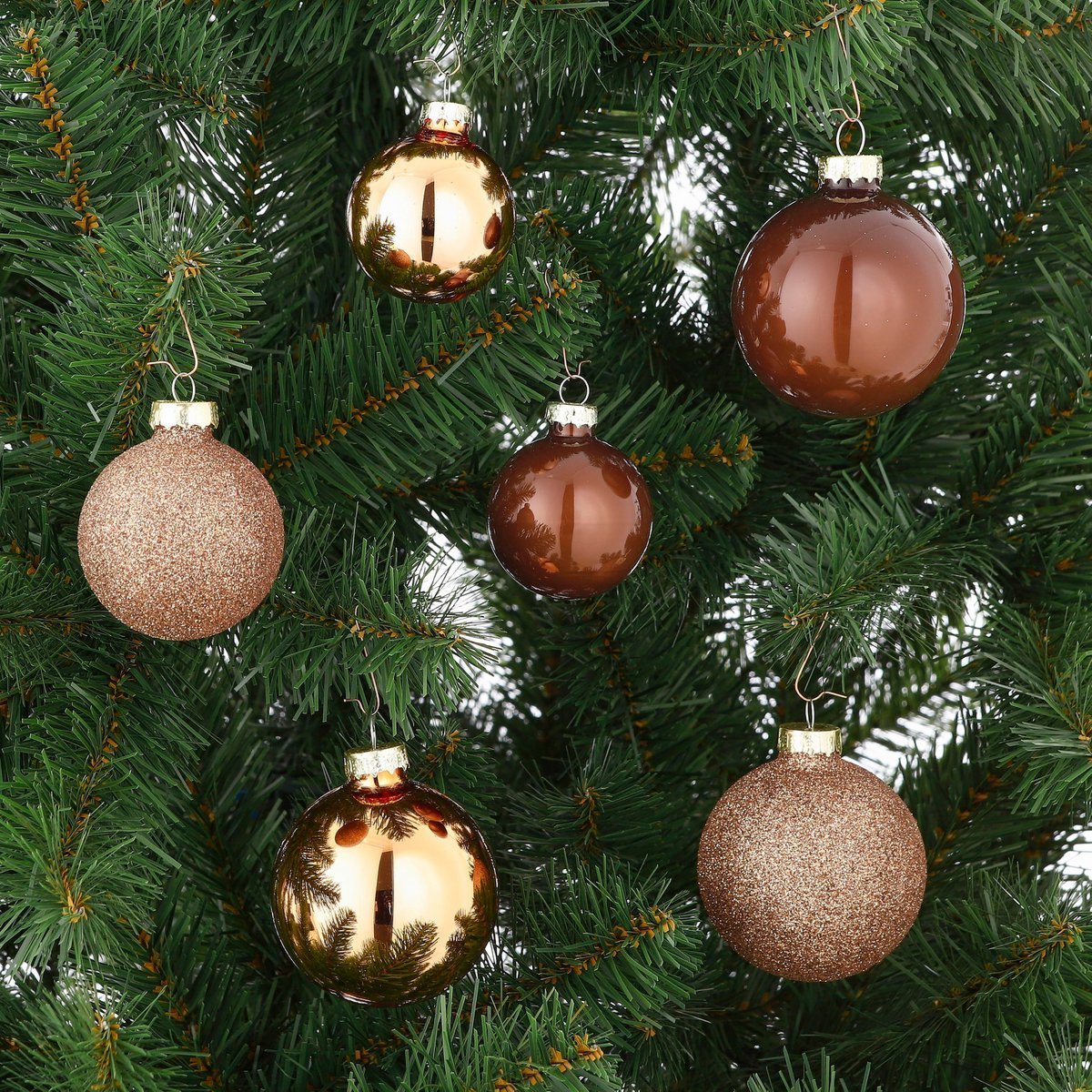 Kerstballen Set – 26 Stuks – Ø7 cm – Glas – Bruin