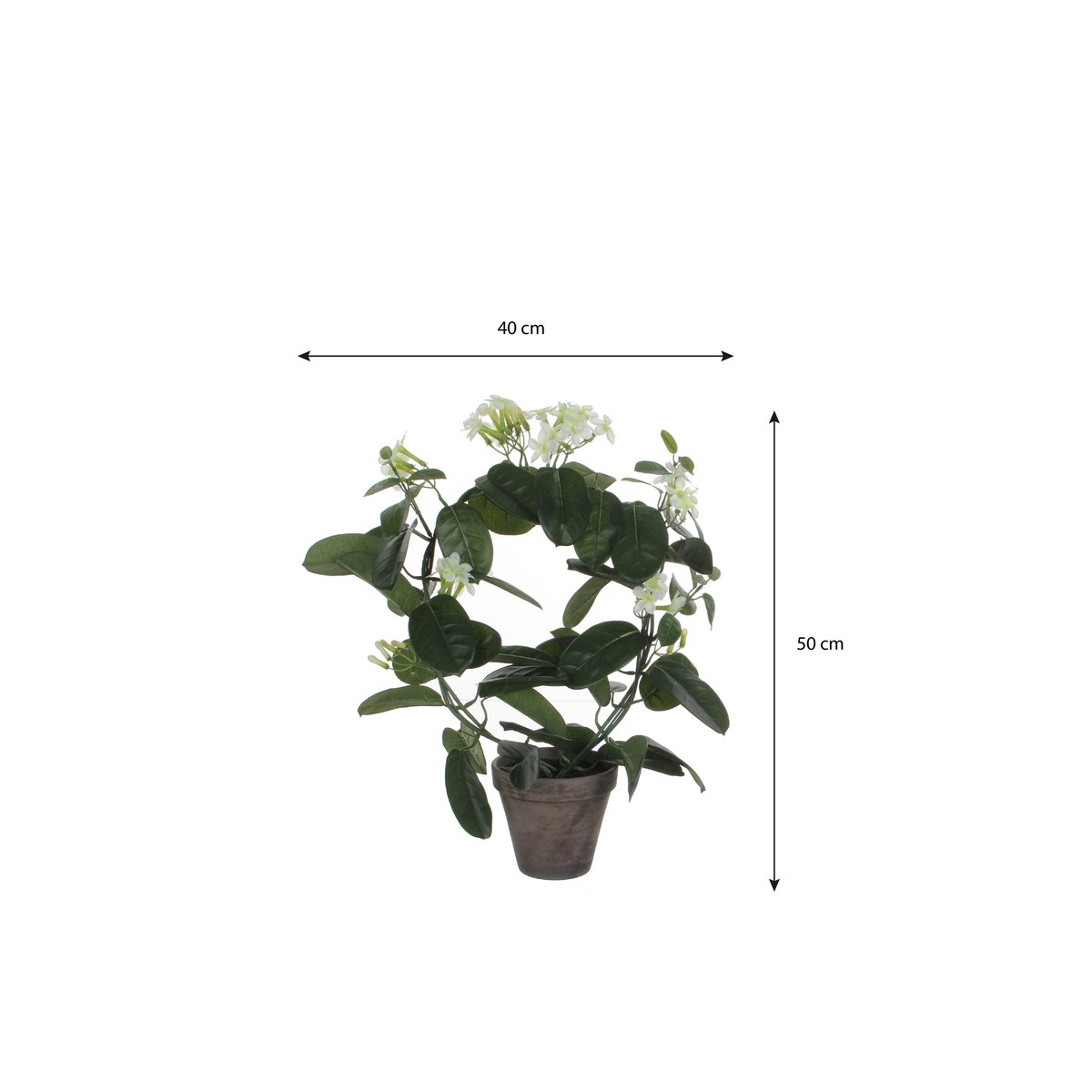 Stephanotis Kunstplant in Bloempot Stan – H50 x Ø40 cm – Wit