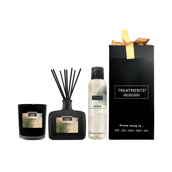 Treatments® – GiftBox Home & Body Deluxe – Samoa | Geurstokjes, douchegel & kaars