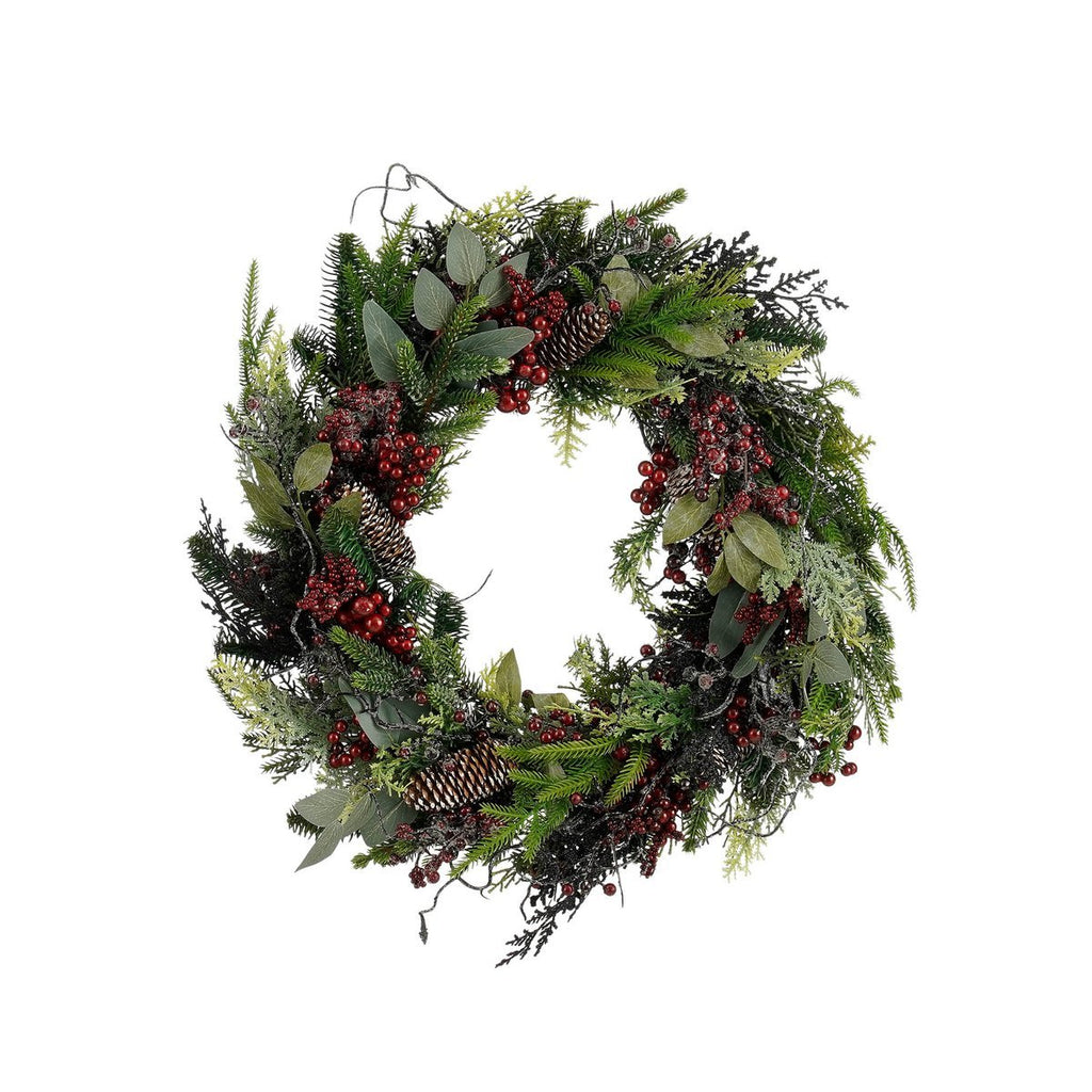 Bodi Kerstkrans met Dennenappels – H13 x Ø50 cm – Bordeaux