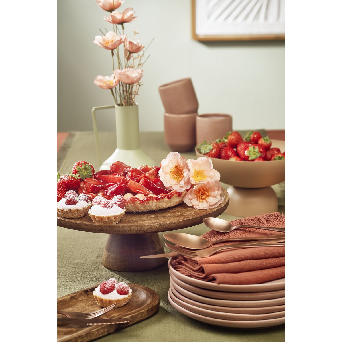 Tallo Taartplateau – H10 x Ø30 cm – FSC® Mangohout – Donkerbruin