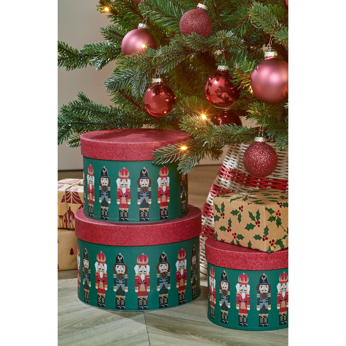 Opbergdoos Notenkraker – Set van 3 – H14 x Ø21 cm – Groen