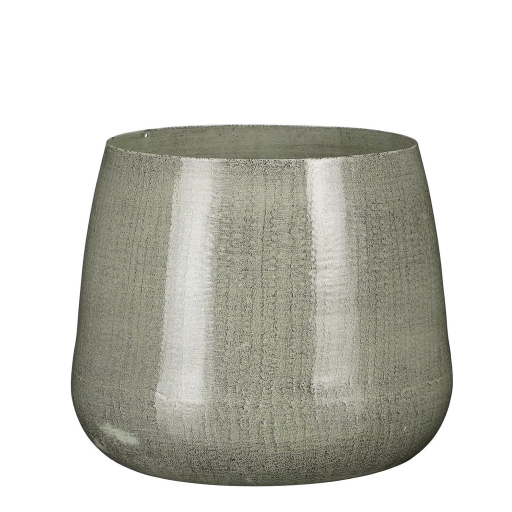 Benson Bloempot - H16 x Ø19 cm - Metaal - Lichtgrijs