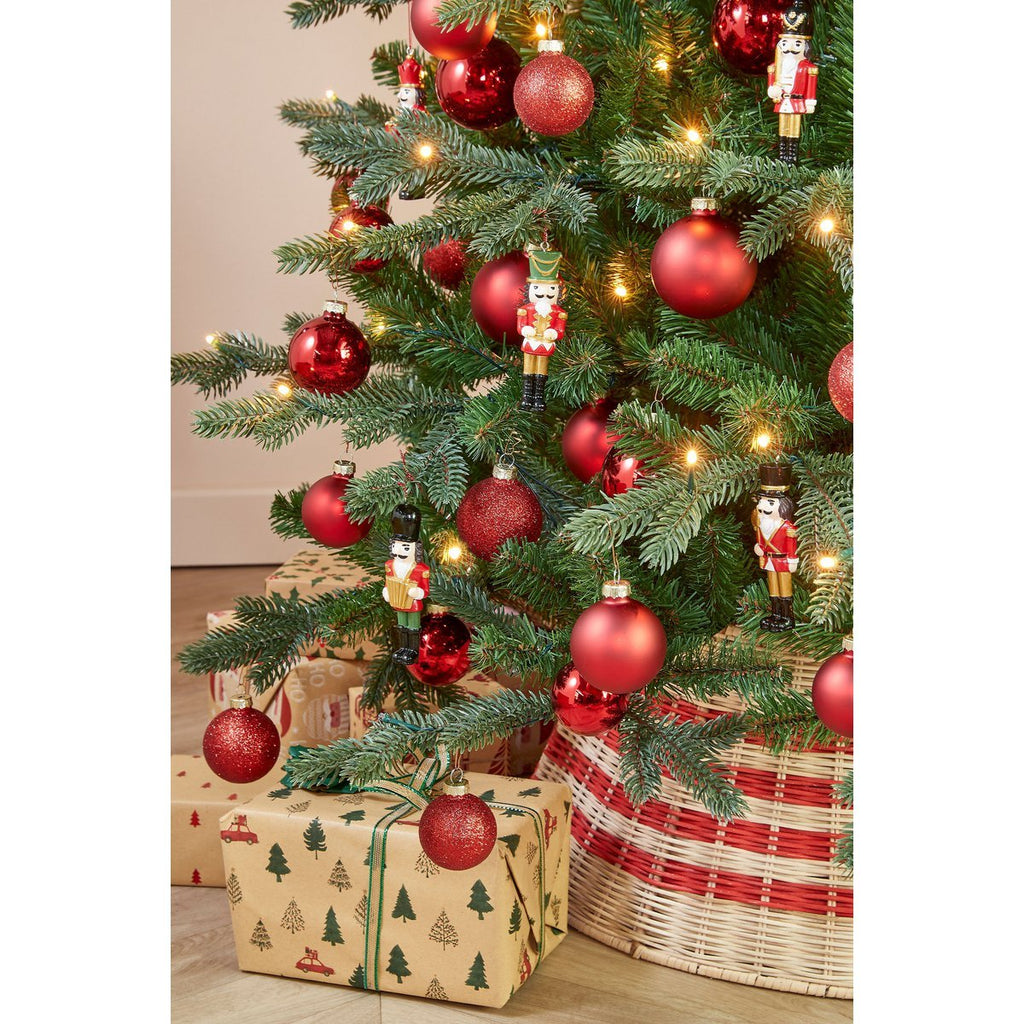 Kerstornament Notenkraker – Set van 6 – L4 x B2 x H11 cm – Rood