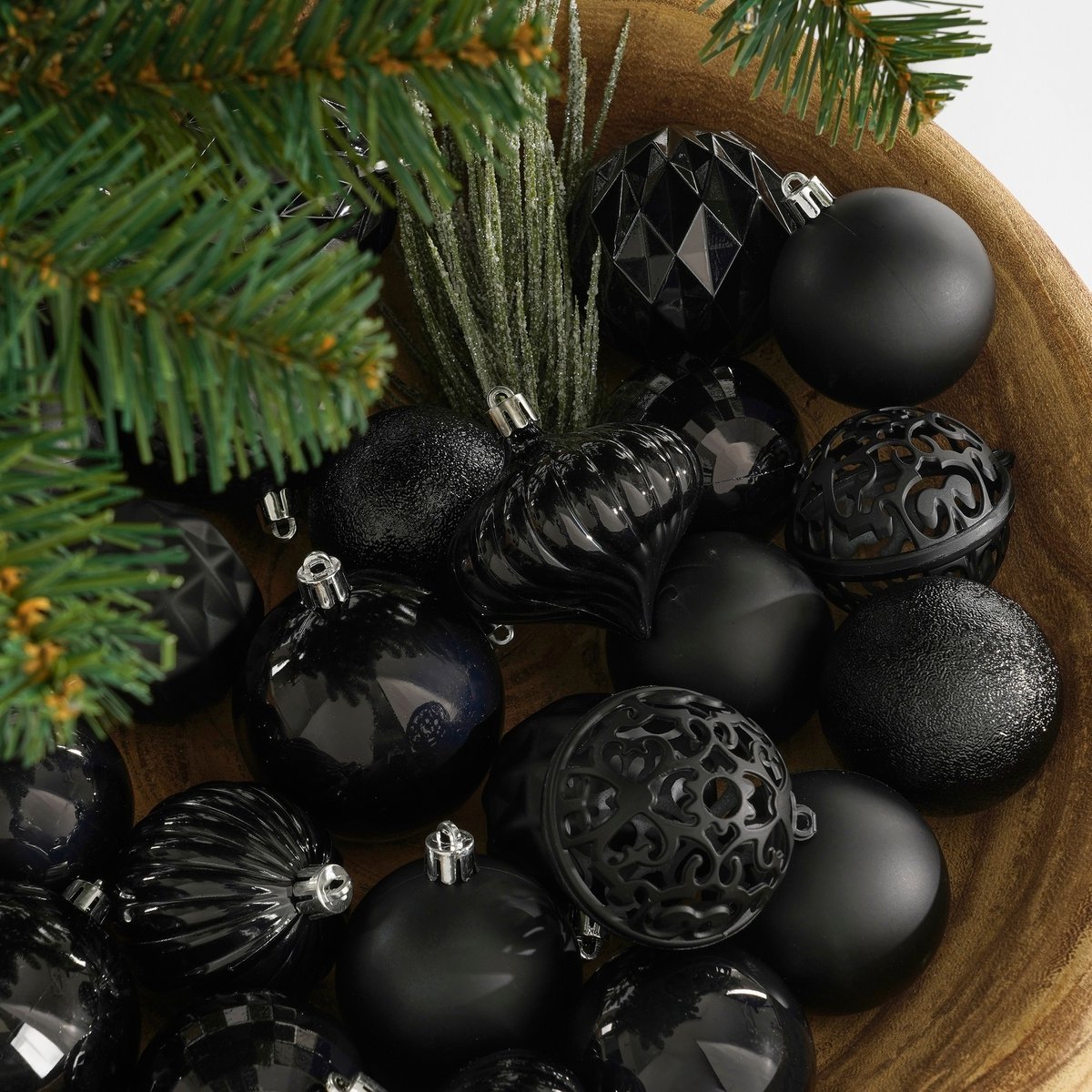 Kerstballen set – 60 stuks – Ø7 cm – onbreekbaar zwart | Mica Decorations