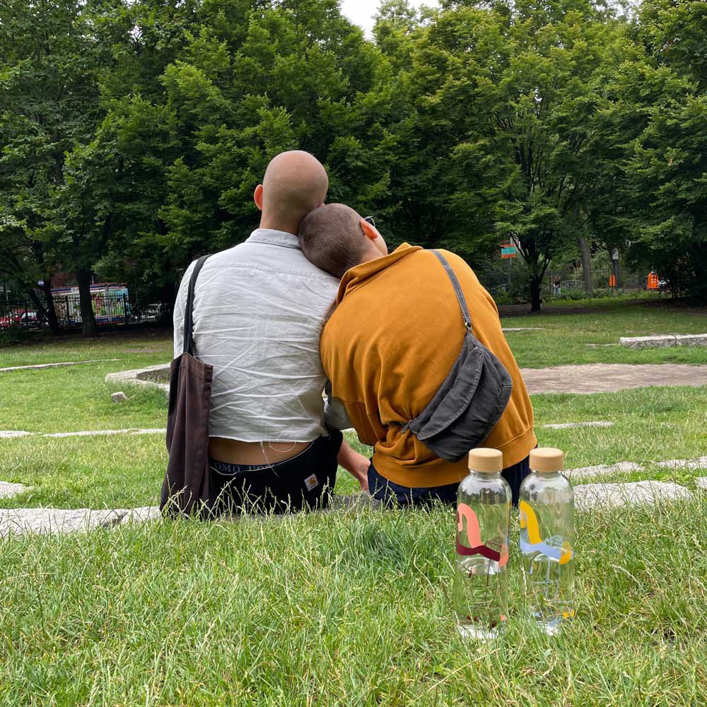 More Amore Blauw Glazen Fles, 0,7 liter