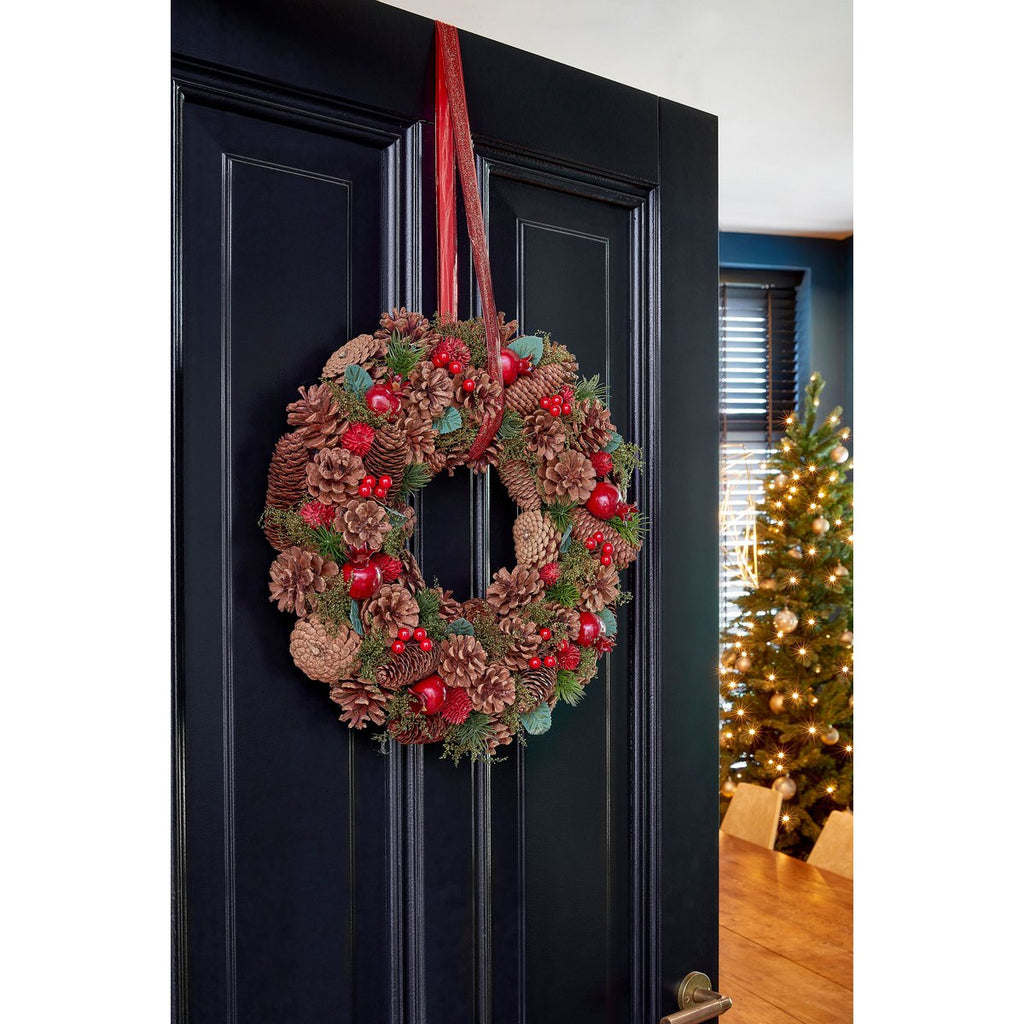 Landon Kerstkrans met Dennenappels – H9 x Ø45 cm – Bruin