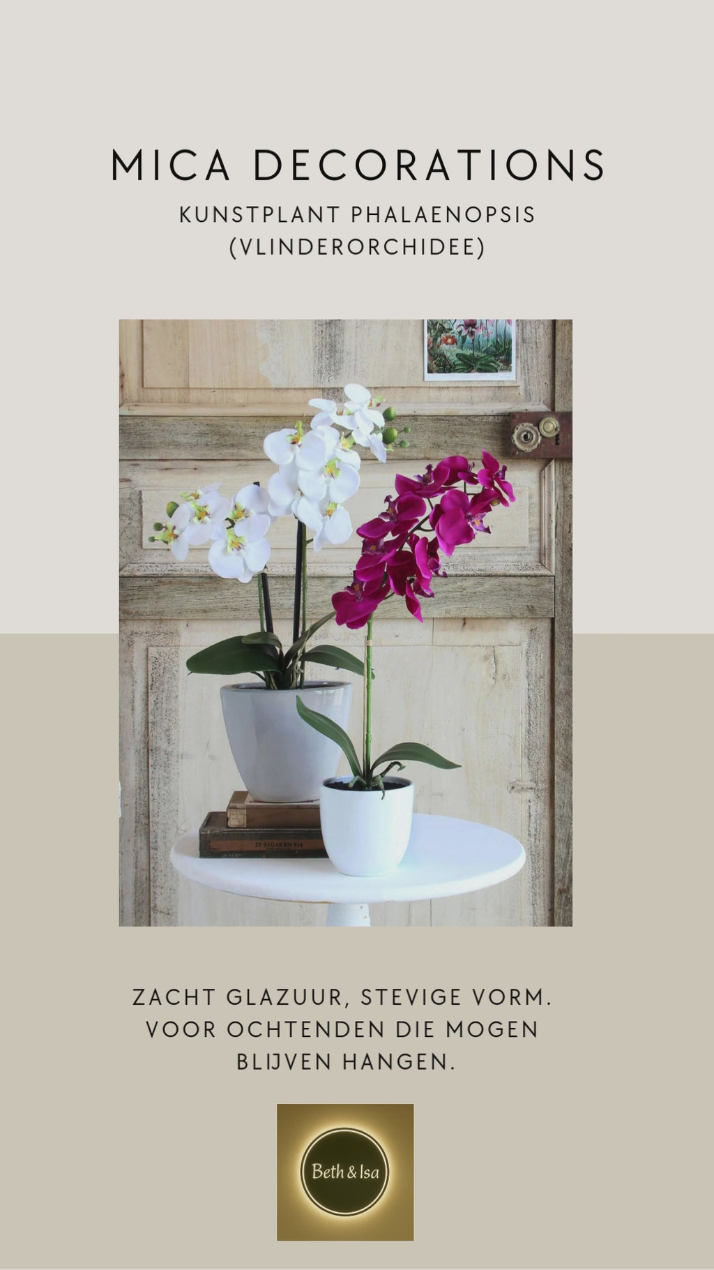 Phalaenopsis kunstplant paars in Tusca bloempot – altijd in bloei