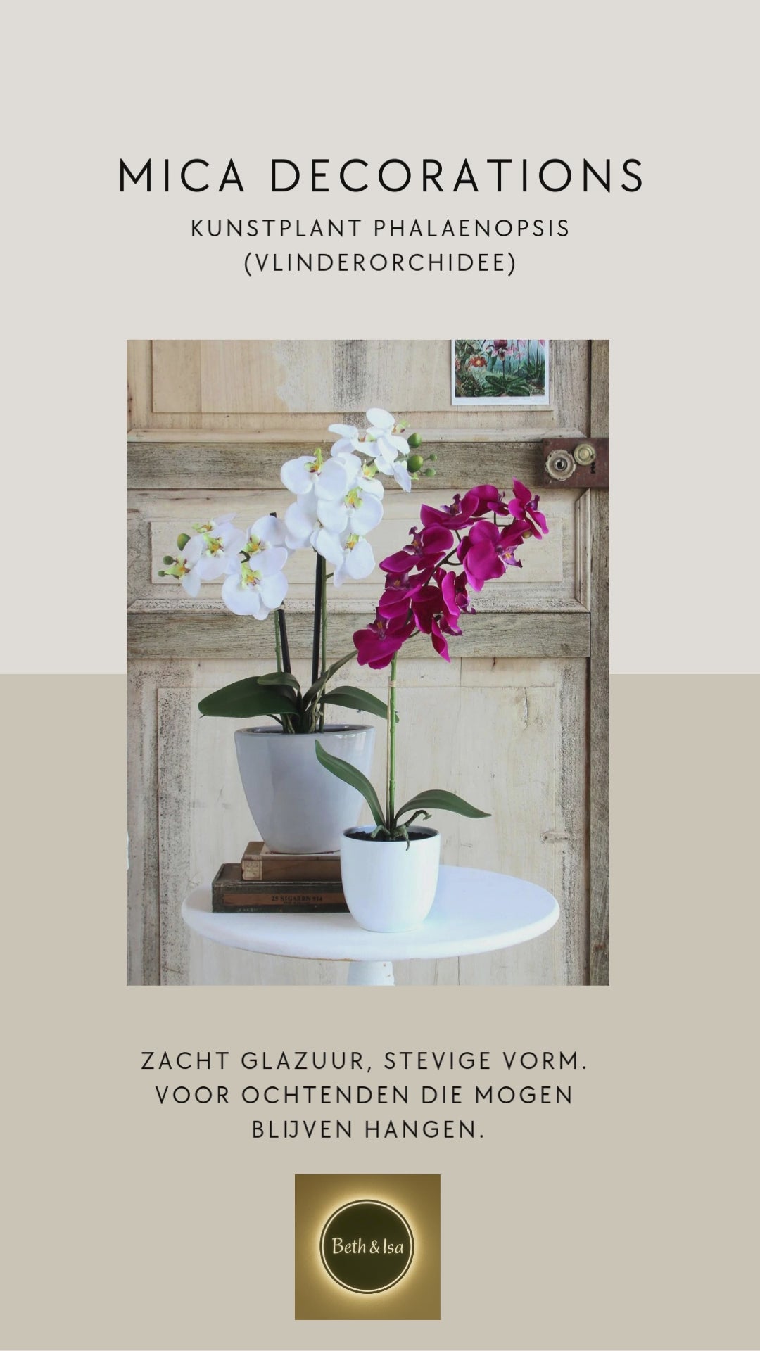 Phalaenopsis kunstplant paars in Tusca bloempot – altijd in bloei